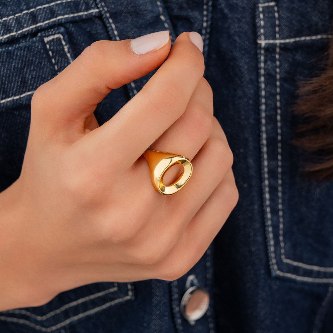 Anillo Ovalo Oro Talla 7
