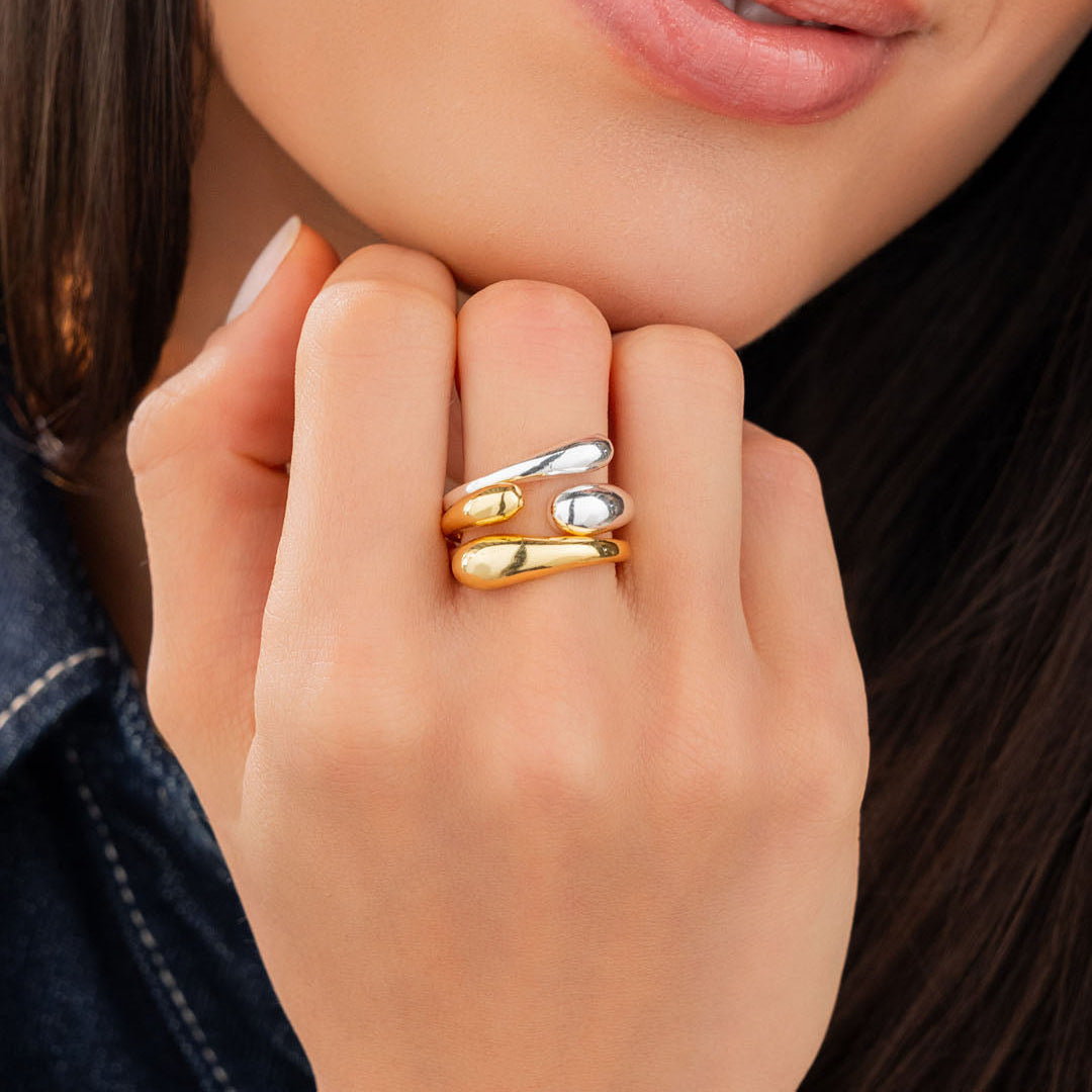 Set x 2 Anillos Mix Metales