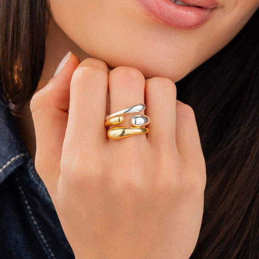 Set x 2 Anillos Mix Metales