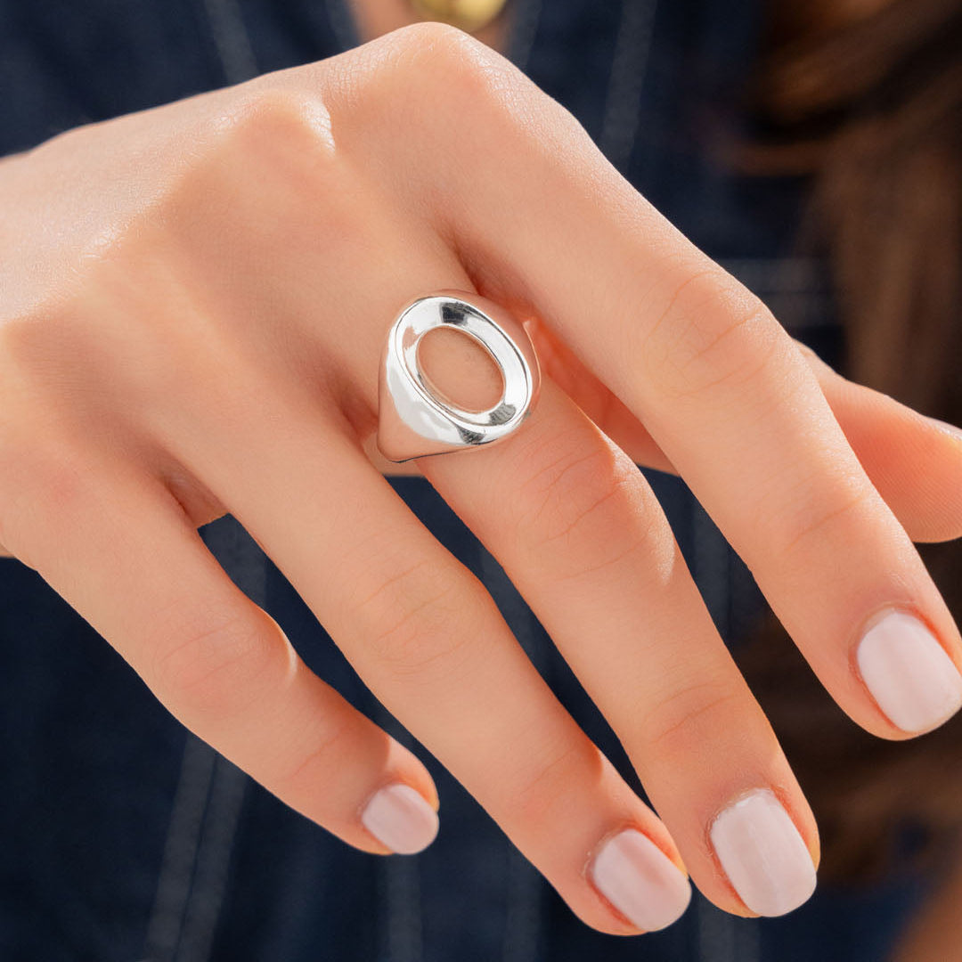 Anillo Ovalo Plata Talla 7