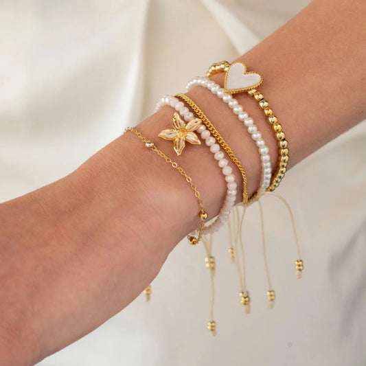 Set x5 Pulseras Flor + Aretes