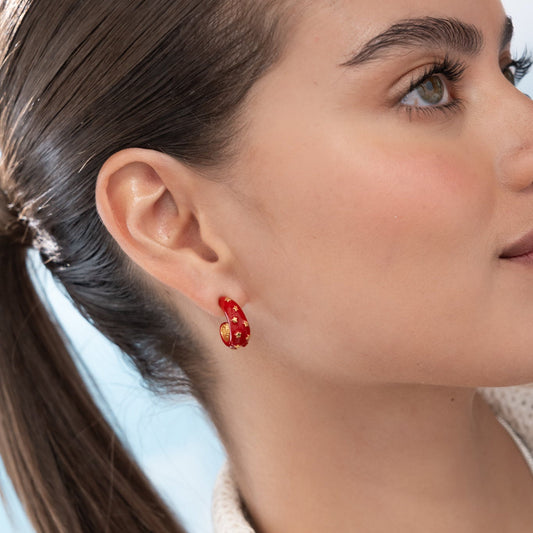 Argollas Ovalo Estrellas Rojas