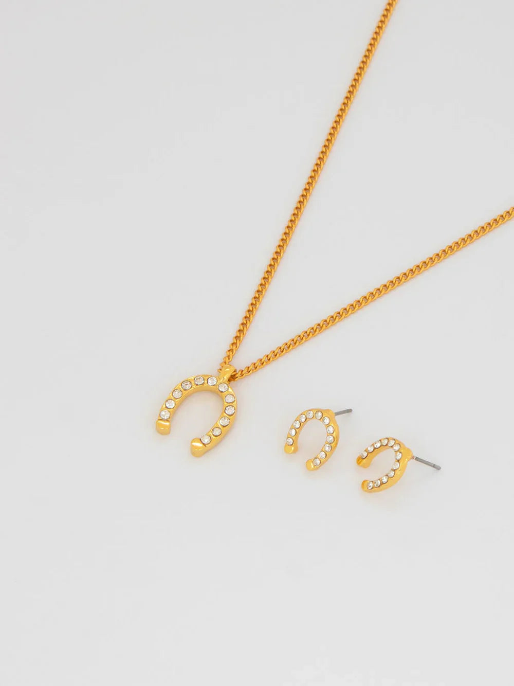 Set Collar + Aretes Herradura Cristales