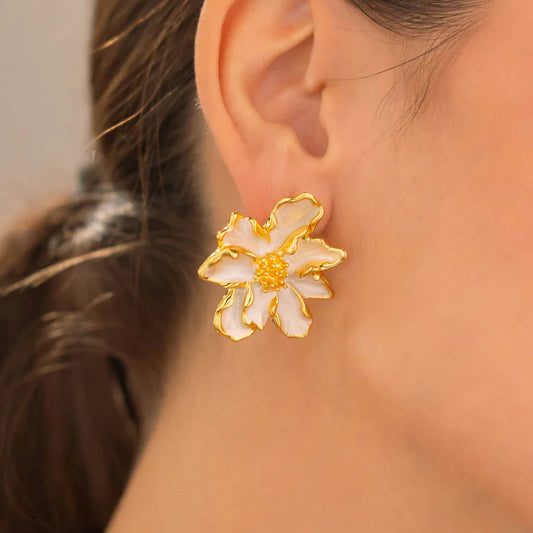 Arete Maxi Flor Perlado