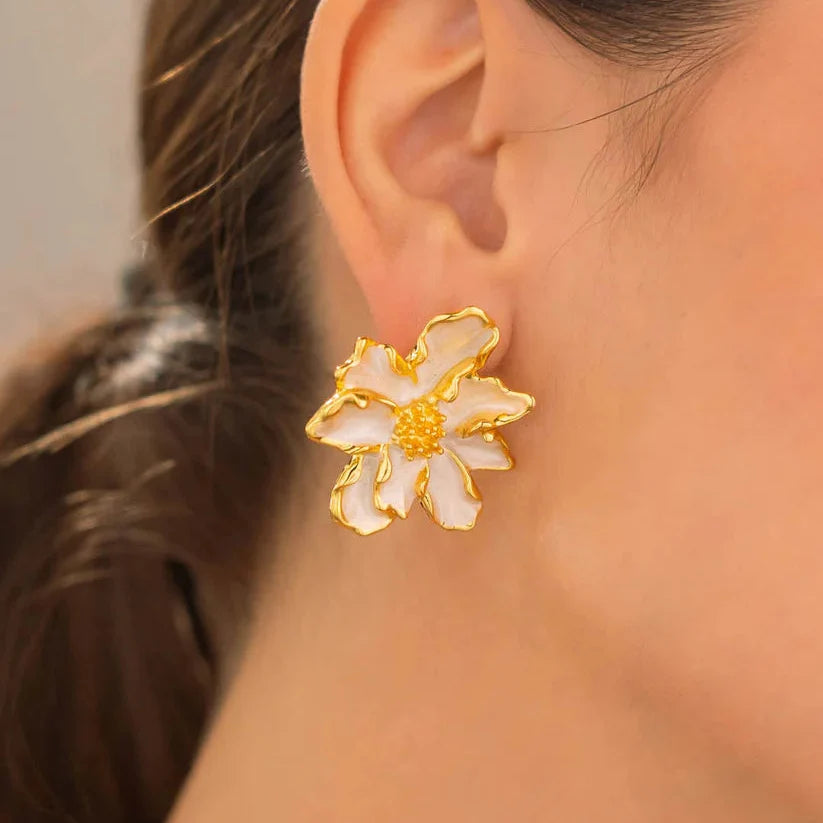 Arete Maxi Flor Perlado