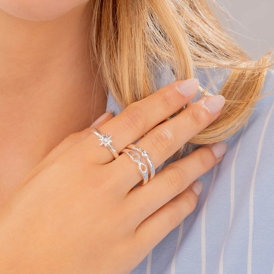 Set x 3 Anillo Infinito Plata Talla 8