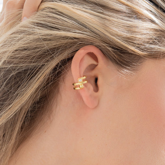 Earcuff Perla Oro