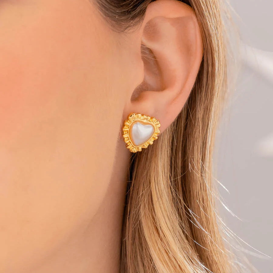 Aretes Corazón Perla Bolero