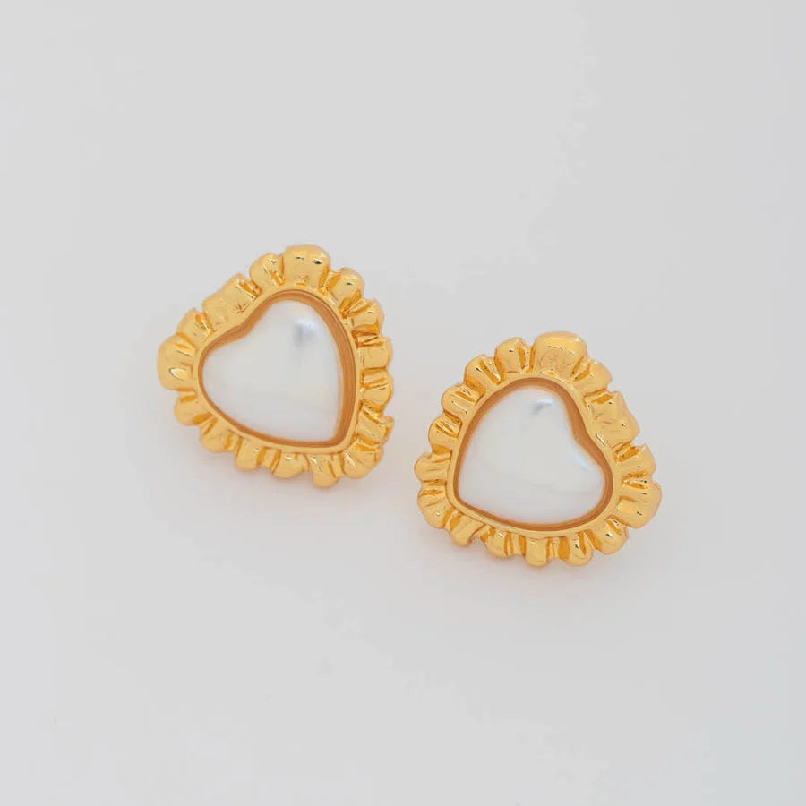 Aretes Corazón Perla Bolero
