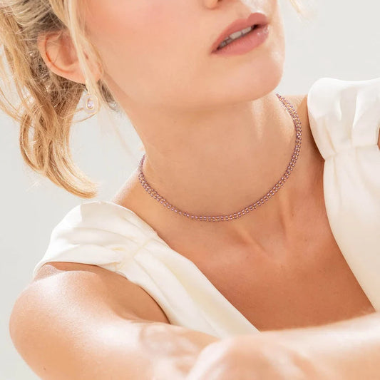 Choker Tejido Lila Translúcido + Aretes