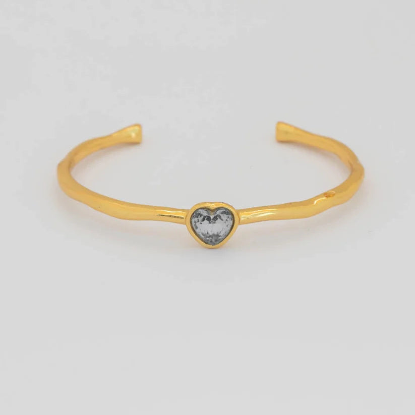 Brazalete Cristal Corazón Azul Oro