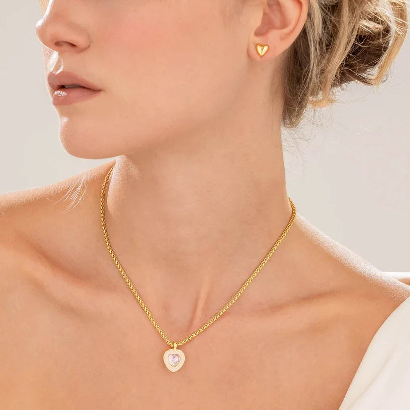 Collar Corazón Cristal Palo Rosa