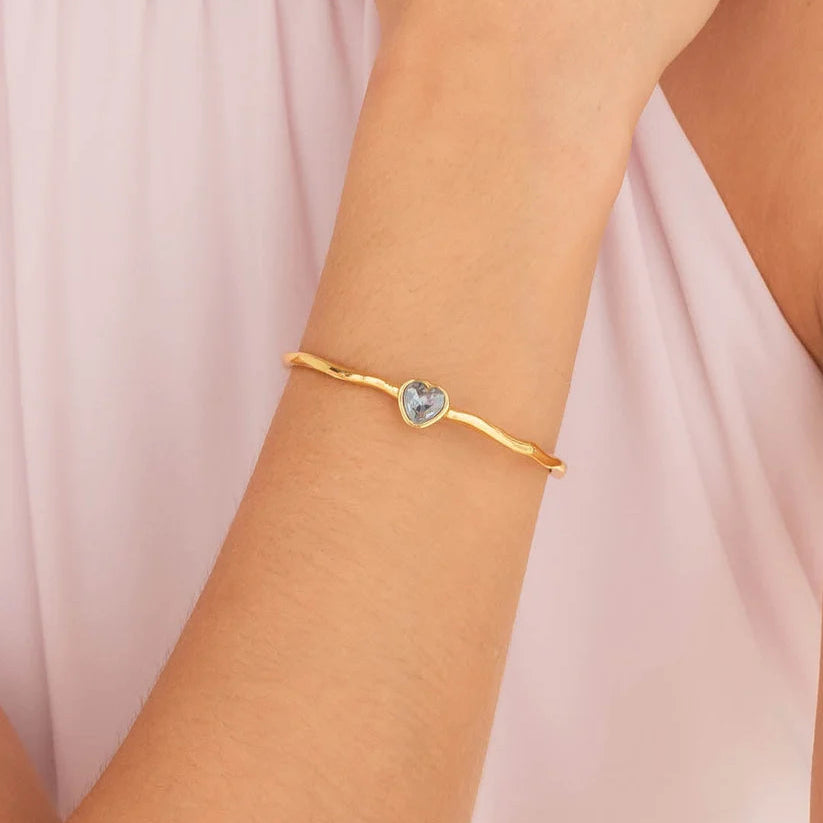 Brazalete Cristal Corazón Azul Oro