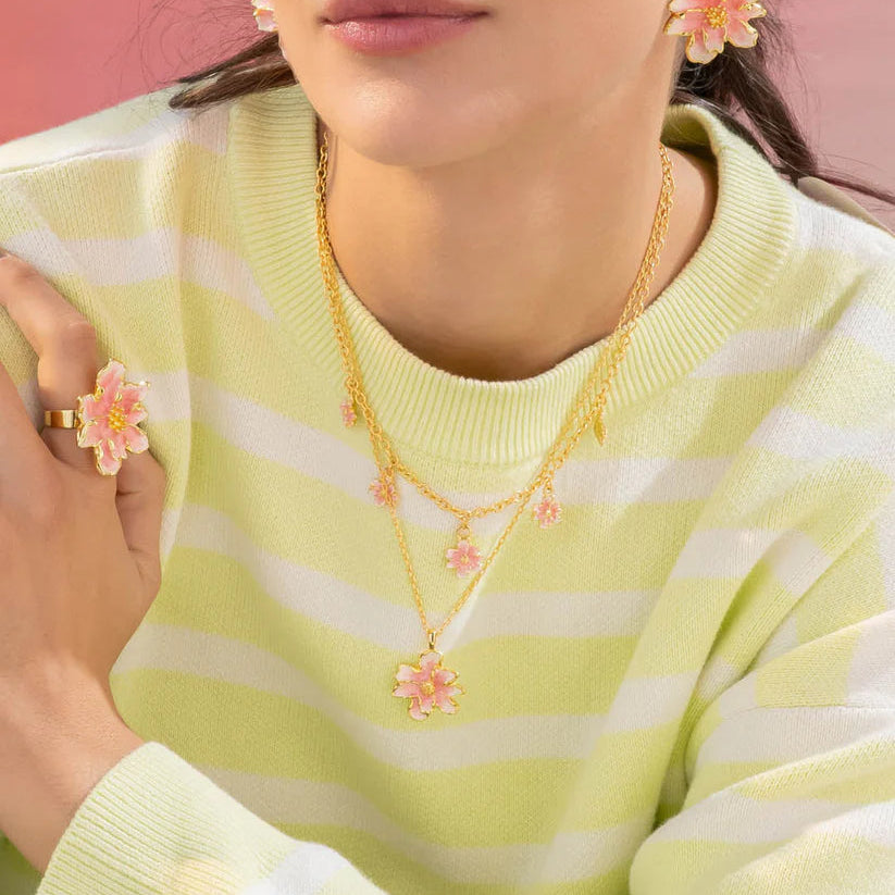 Collar Multichars Mini Flores Rosa