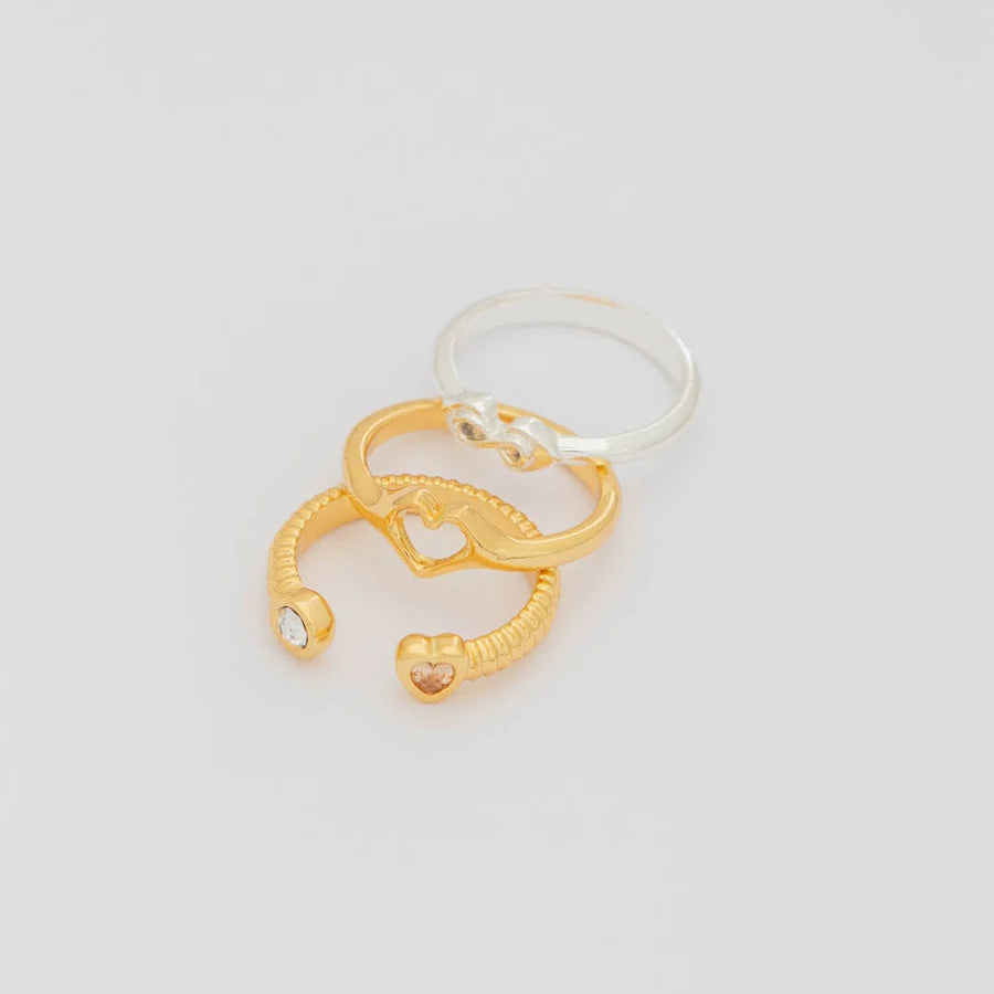 Set x 3 Anillos Bicolor Cristal talla 8