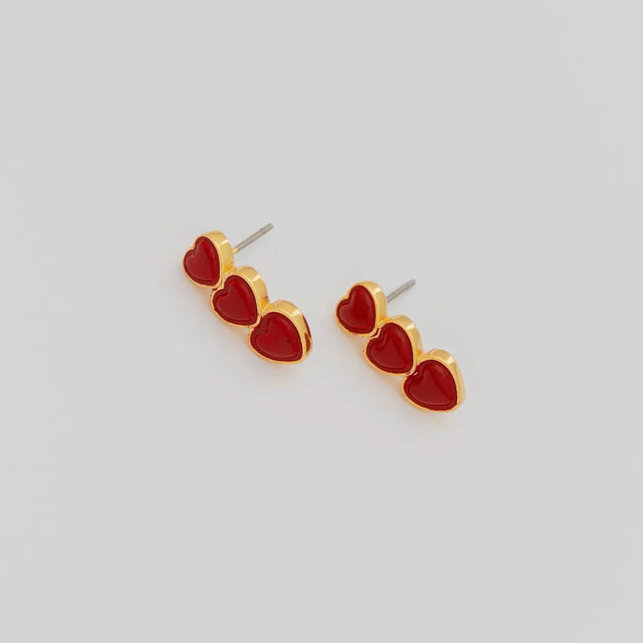 Aretes Corazón Trio Rojo