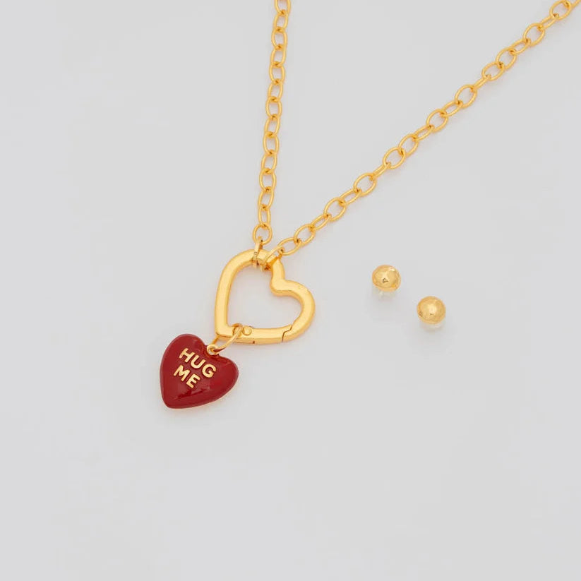 Set Collar Corazón HUG ME + Aretes