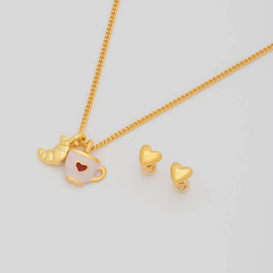Set Collar Taza Corazón + Aretes