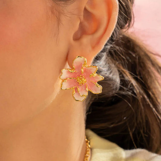 Arete Maxi Flor Rosa
