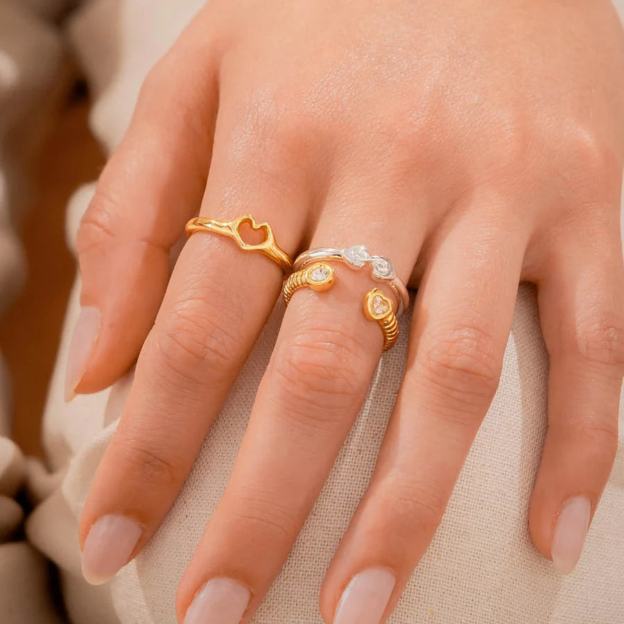 Set x 3 Anillos Bicolor Cristal talla 8