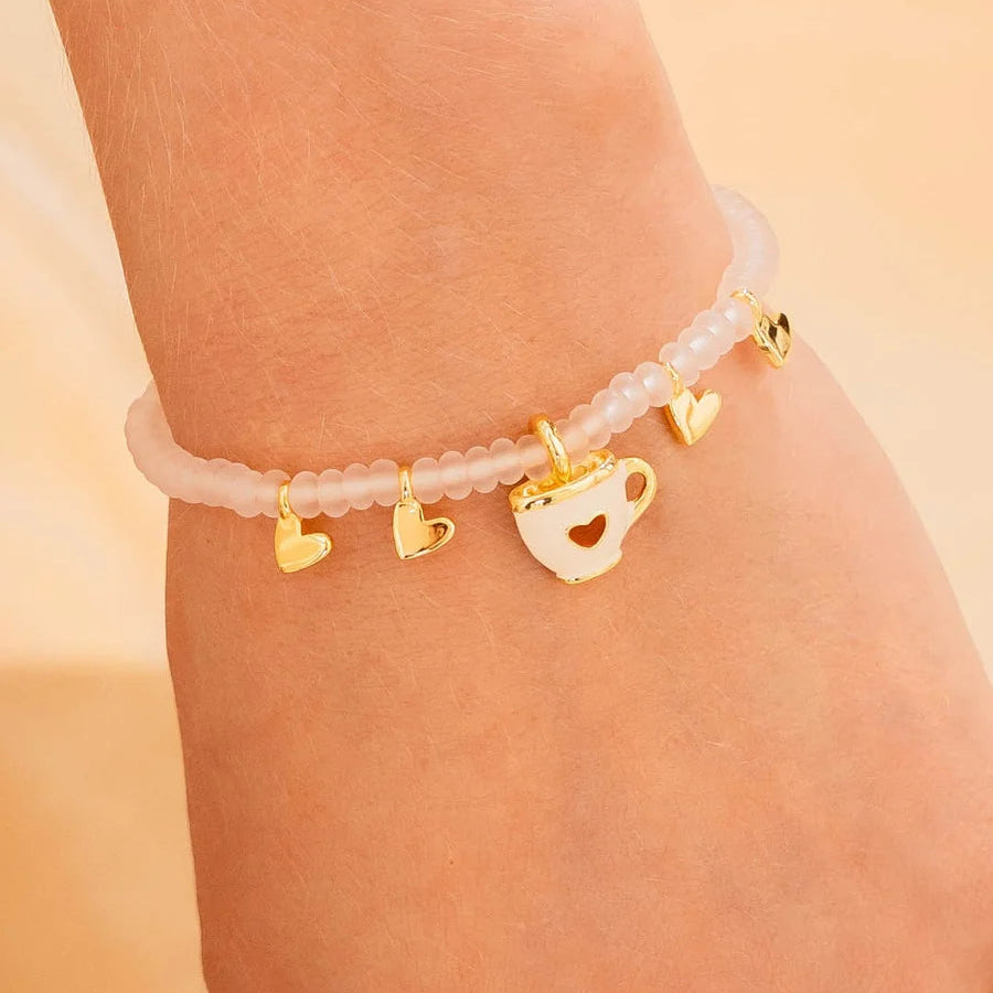 Set Pulsera Taza Mini Corazón + Aretes