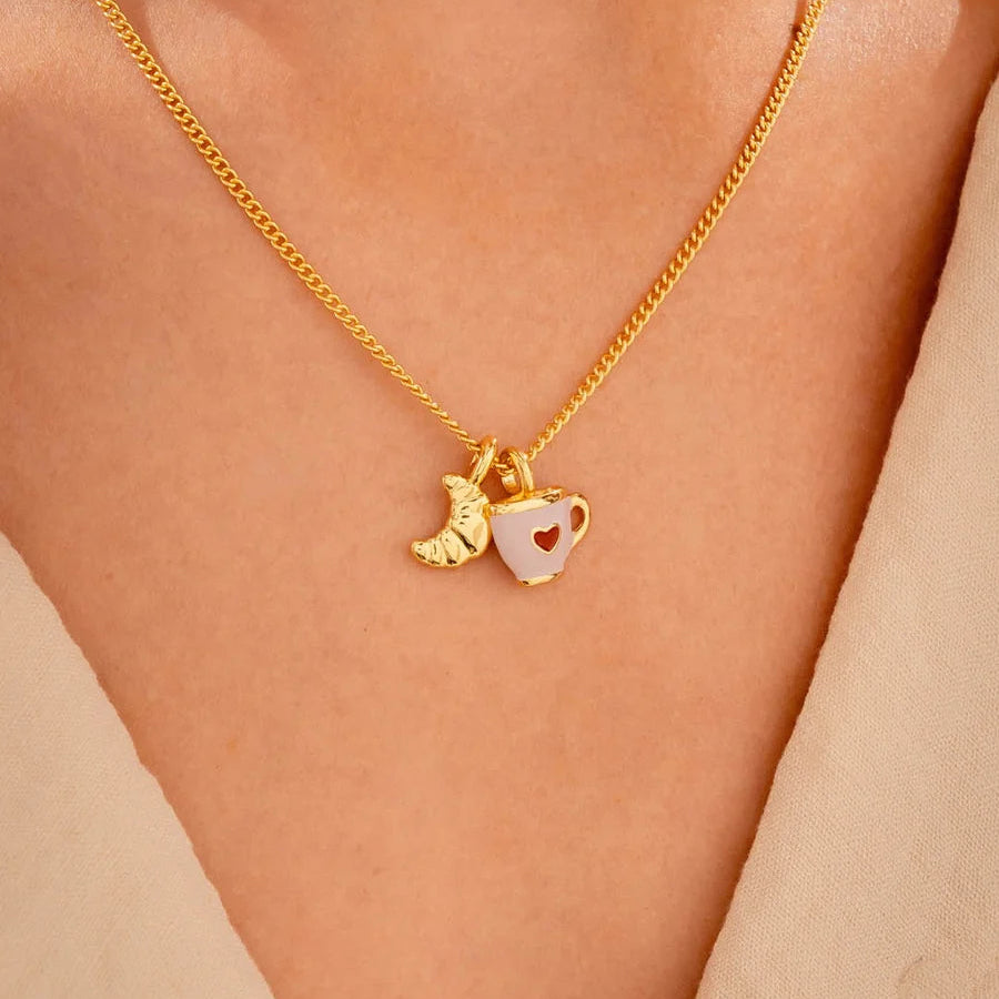 Set Collar Taza Corazón + Aretes