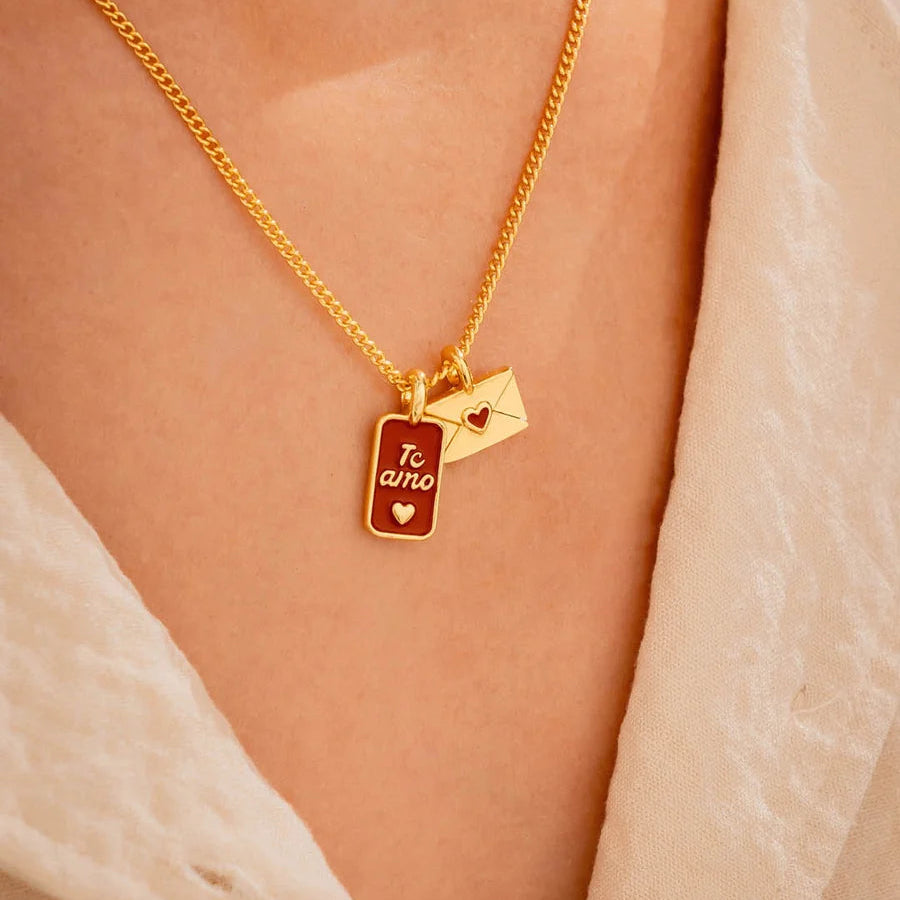 Set Collar Carta TE AMO + Aretes