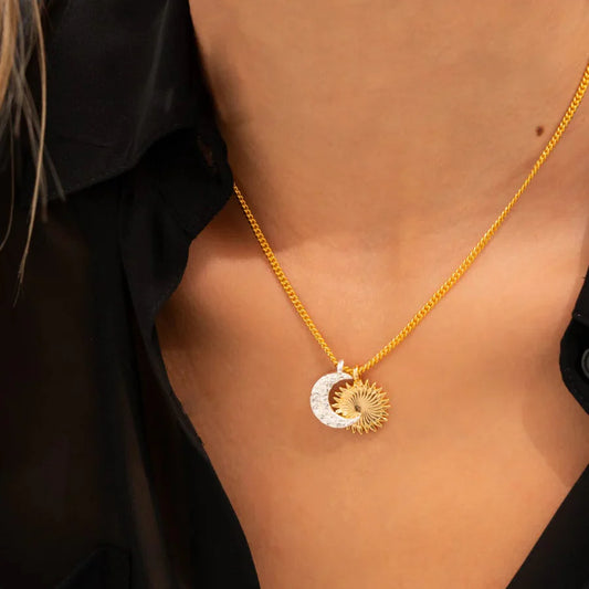 Collar Sol y Luna + Aretes