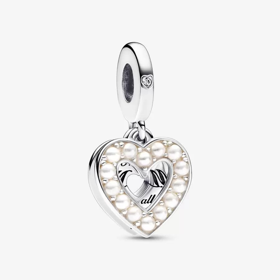 Pearlescent White Heart Double Dangle
