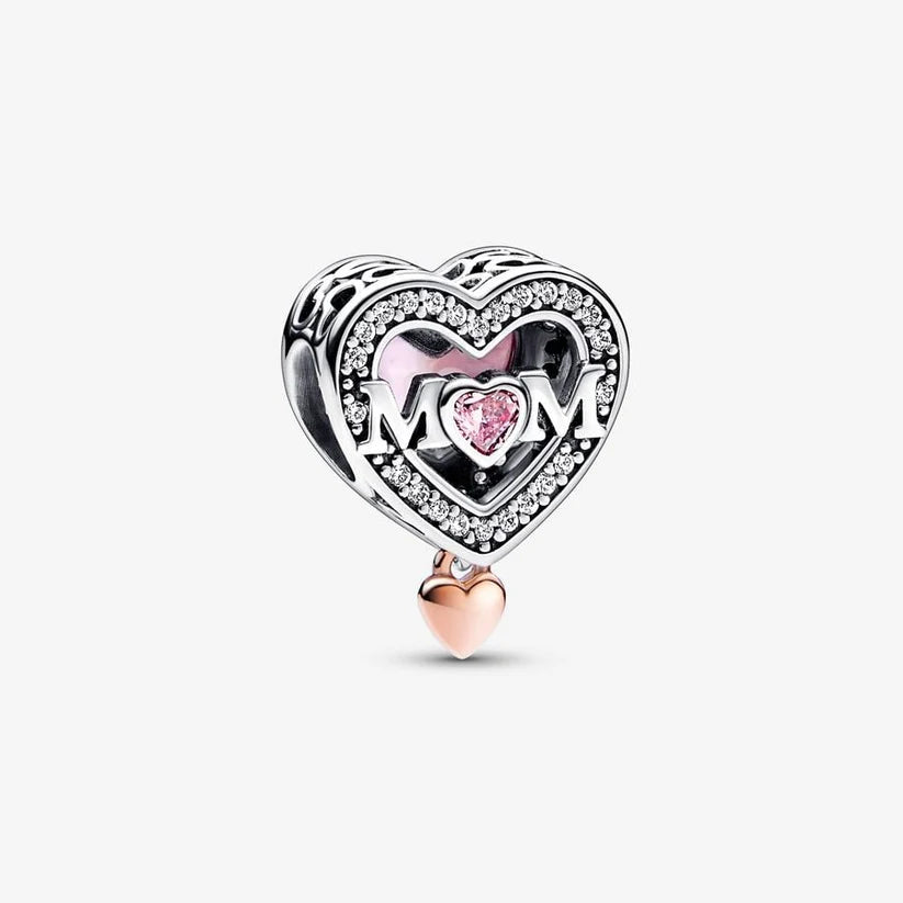 Two-tone Openwork Mom & Heart