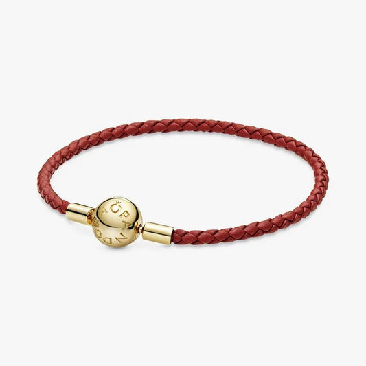 Red Woven Leather Bracelet
