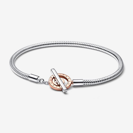 Two-tone Logo T-Bar Snake Chain Bracelet