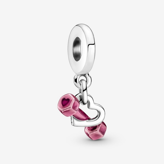 Dumbbell & Heart Dangle Charm
