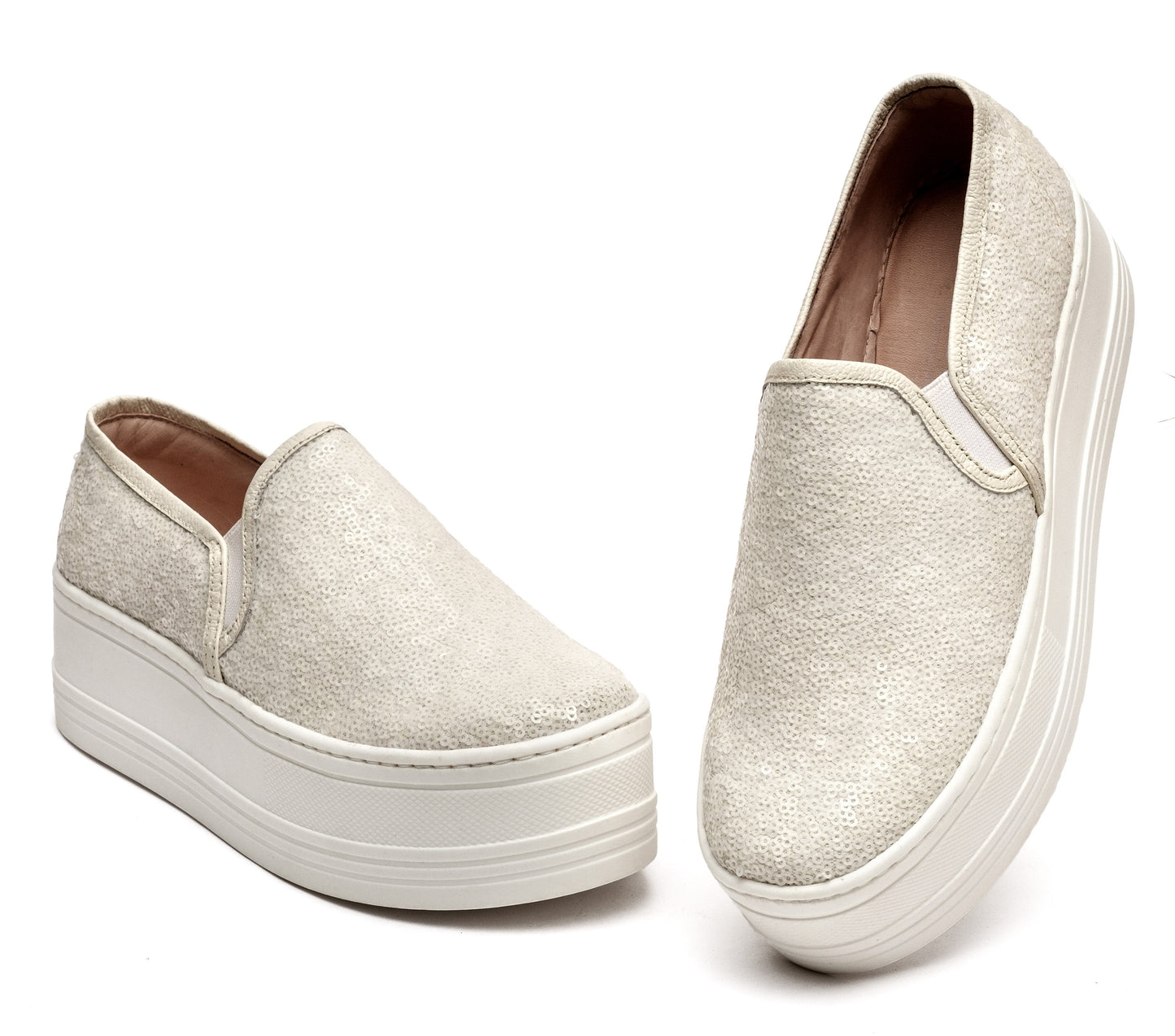 Plataforma Casual Lentejuelas Blanco