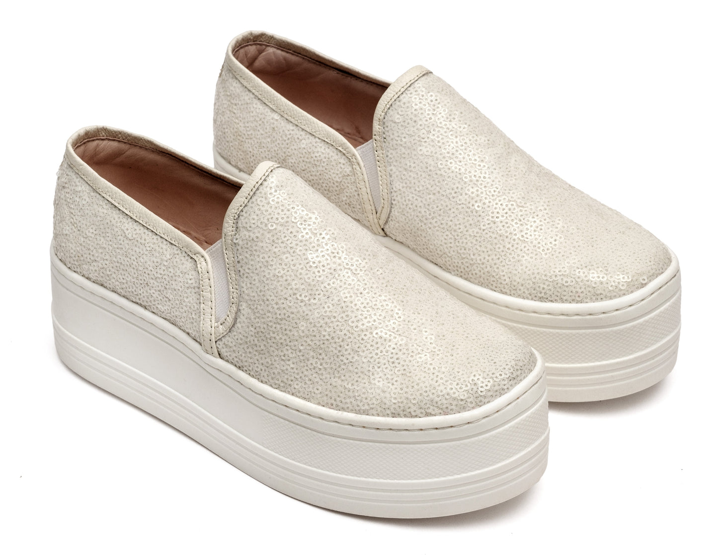 Plataforma Casual Lentejuelas Blanco