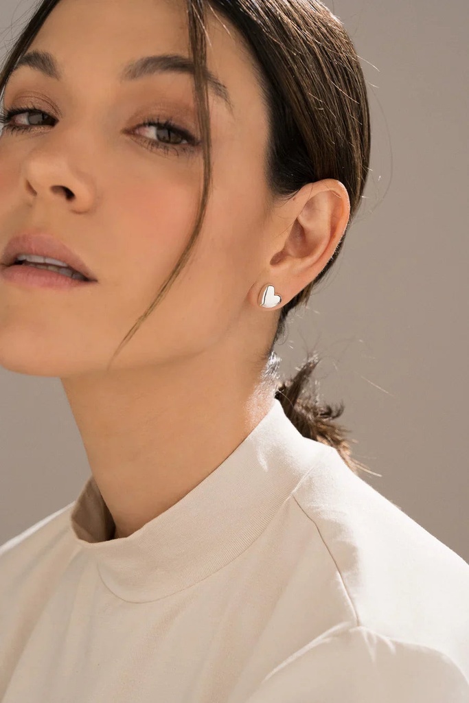 Aretes Corazon Mini Chunky Plata - 2