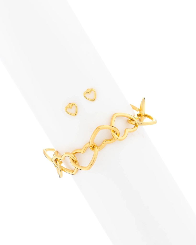 Pulsera Cadena Corazon + Aretes - 3