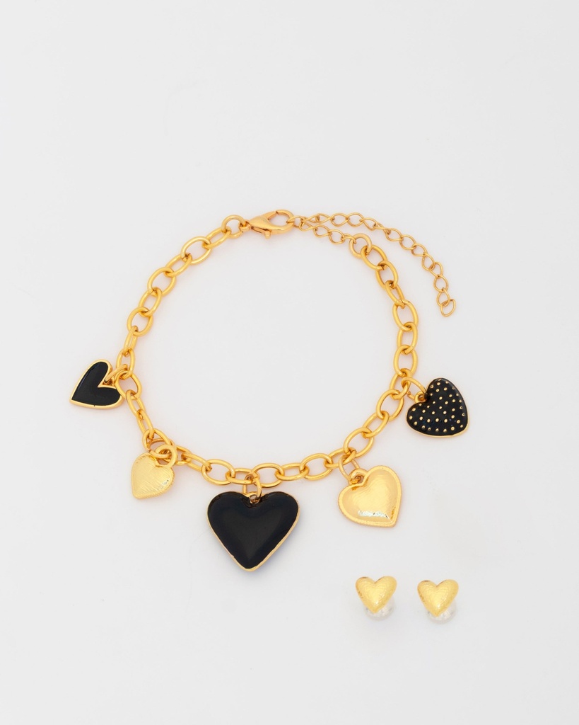 Pulsera Multicharms Corazones + Aretes - 2