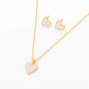 Set Collar + Aretes Corazón Rosa Pálido - 3