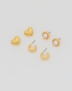 Set X3 Aretes Corazón Perla - 2