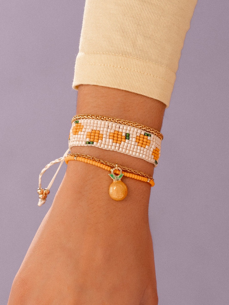 Set x4 Pulseras Tejida Naranja + Aretes - 2
