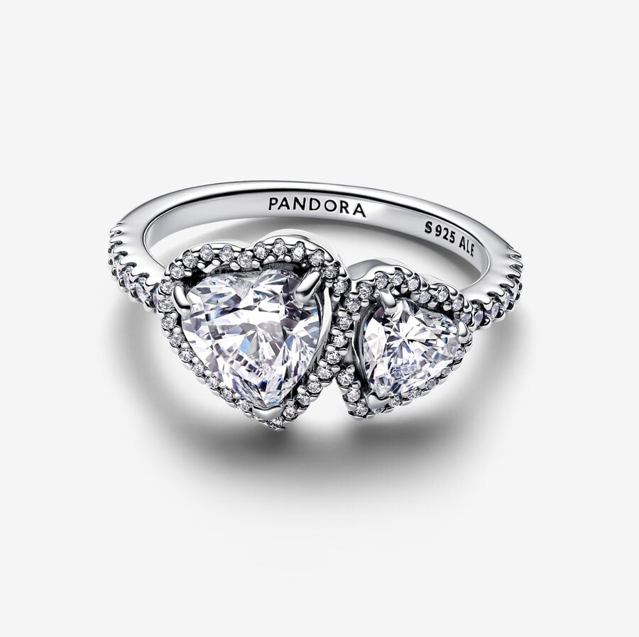 Sparkling Halo Hearts Ring 54 - 2