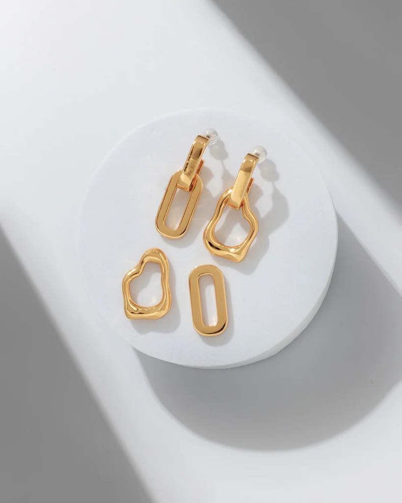 Aretes 3 en 1 Eslabon Cadena - 2