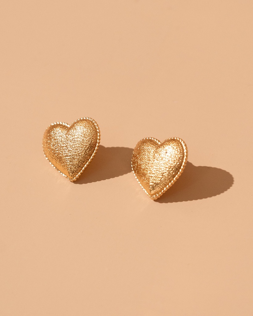 Aretes Corazón Textura Puntos - 3