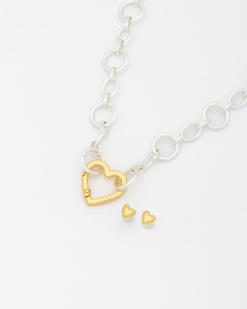 Choker Broche Corazón Silver/Gold - 3
