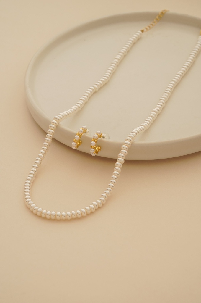 Collar + Argollas Perlas - 2