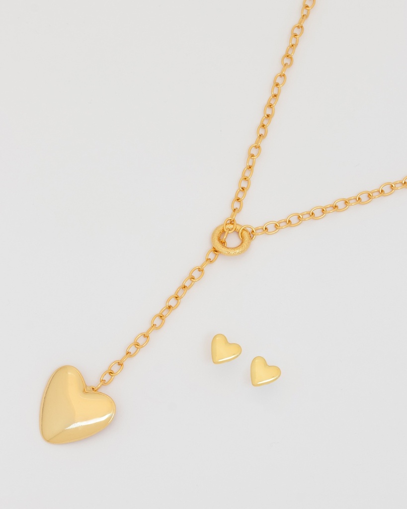 Collar Corbatin Maxi Corazón + Aretes - 2