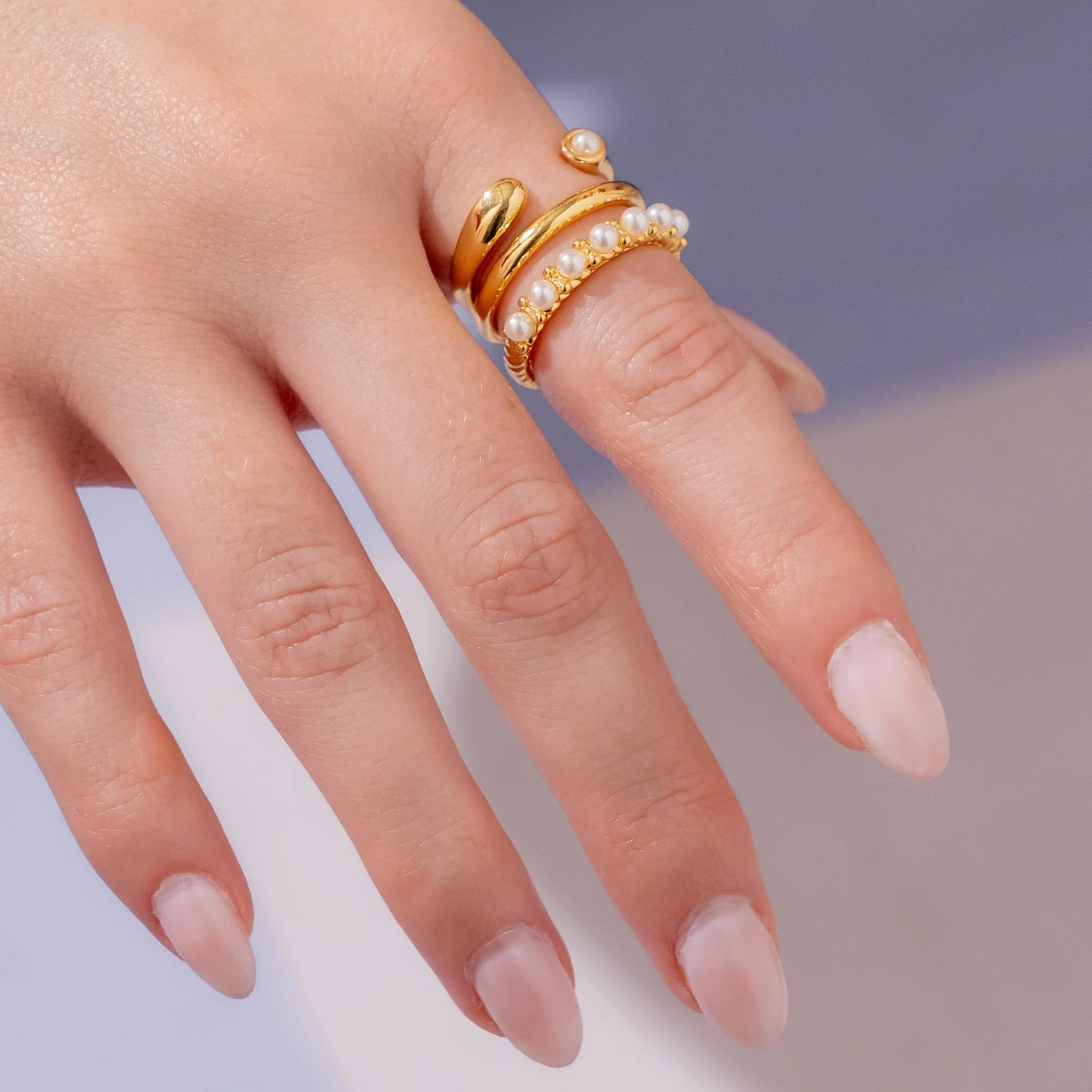 Set x 3 Anillos Perla