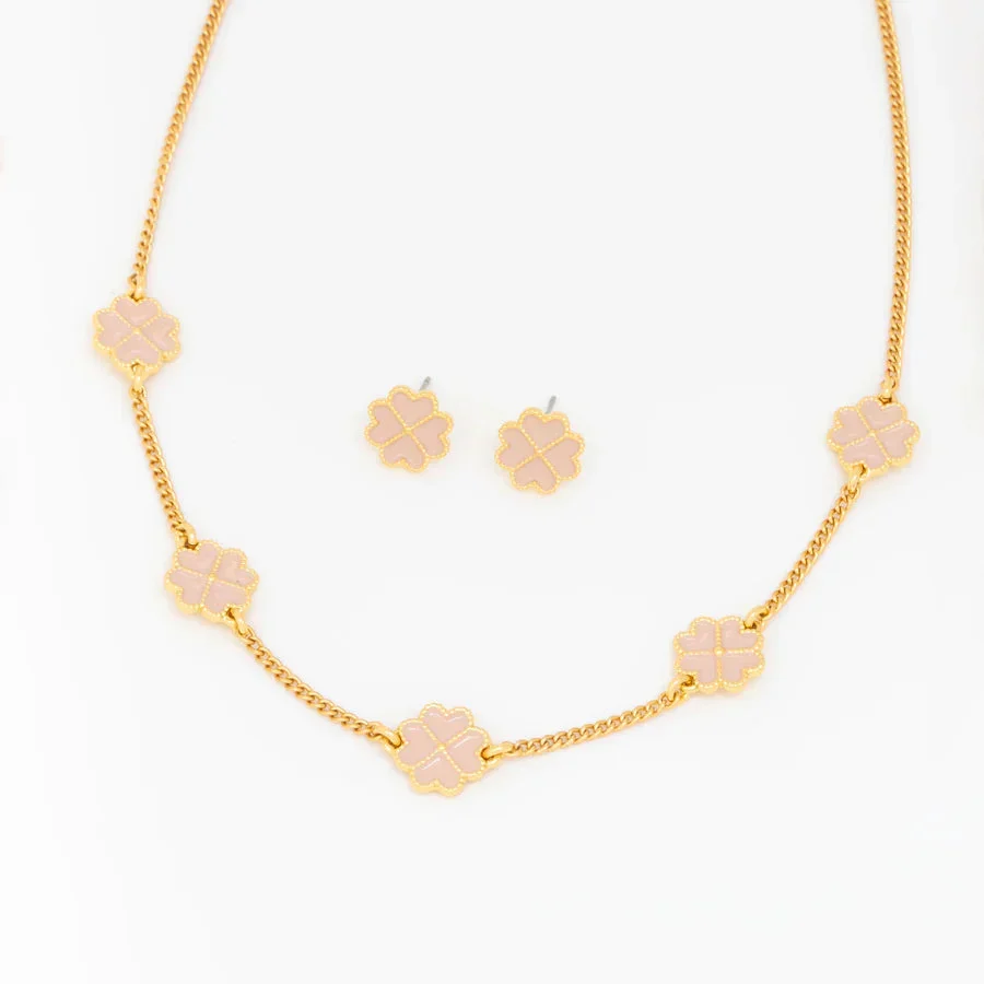 Collar Made Of Luck Rosa + Aretes