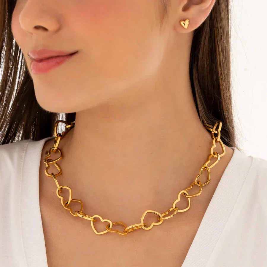 [321228] Choker Cadena Corazón + Aretes